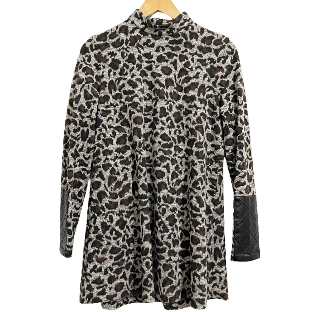 Tyler Boe Chrissy Mock Neck Animal Cheetah Print Tunic Size XS - Picture 2 of 15